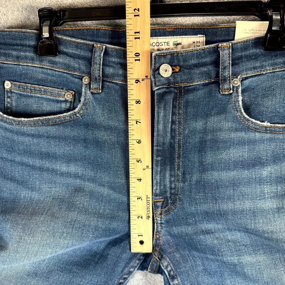 Lacoste Jeans Men's 33 X 34 Blue Denim Stretch Slim Fit Medium Wash Straight Leg